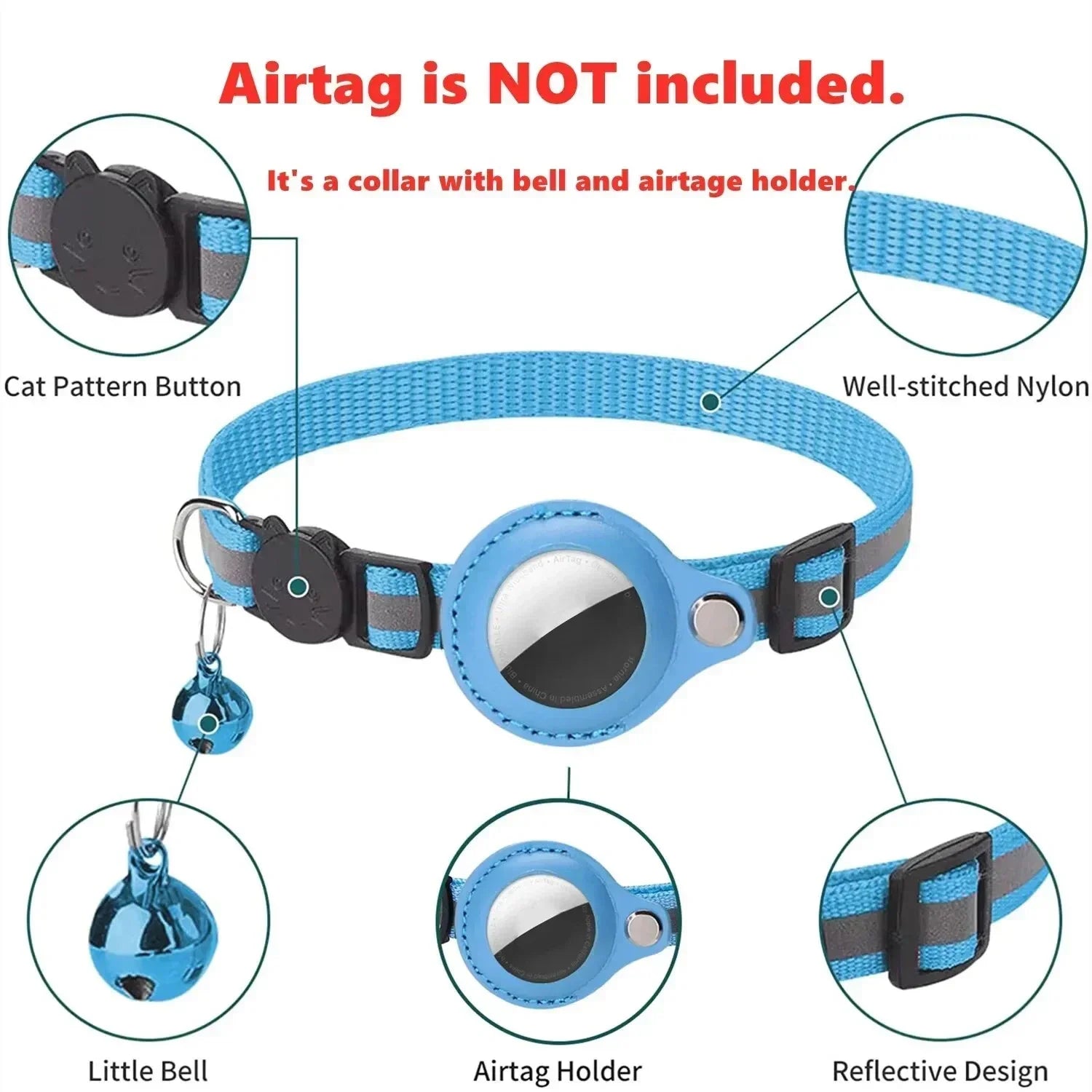PawfectNova™ Guardian-Glow: Reflective AirTag Safety Collar