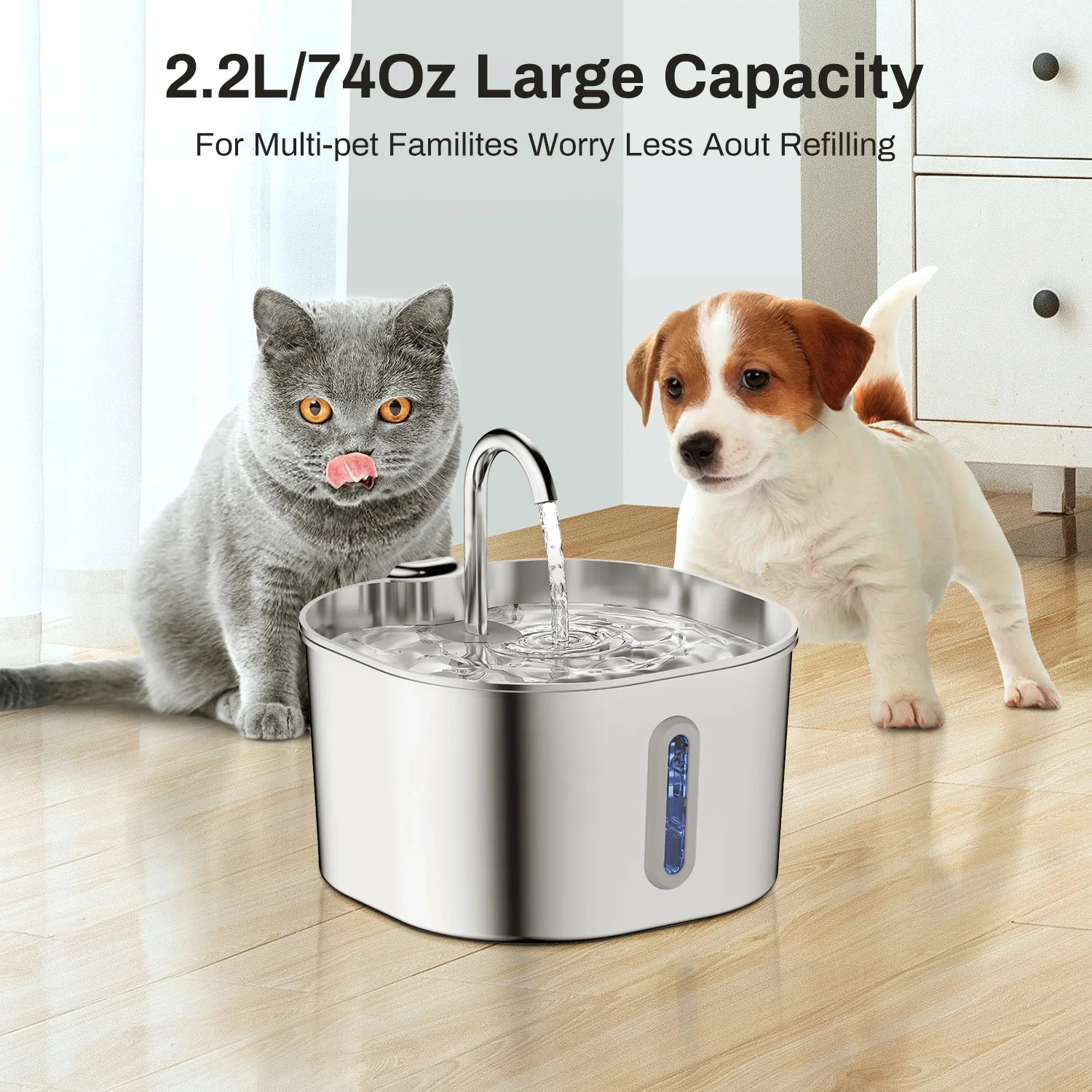 PawfectNova™ Hydro-Flow: 2.2L Bio-Filter Smart Fountain