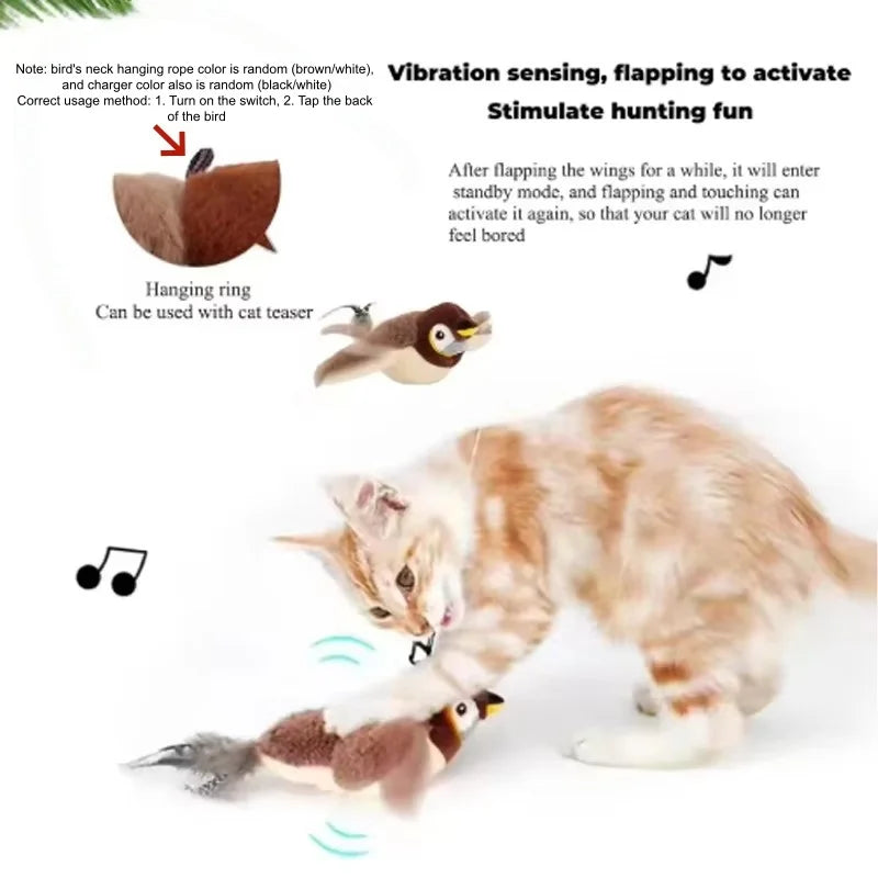 PawfectNova™ Interactive Touch-Activated Bird Toy.