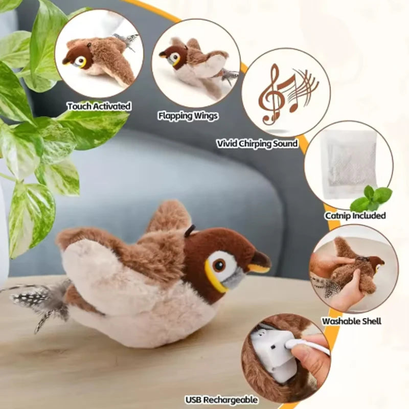 PawfectNova™ Interactive Touch-Activated Bird Toy.